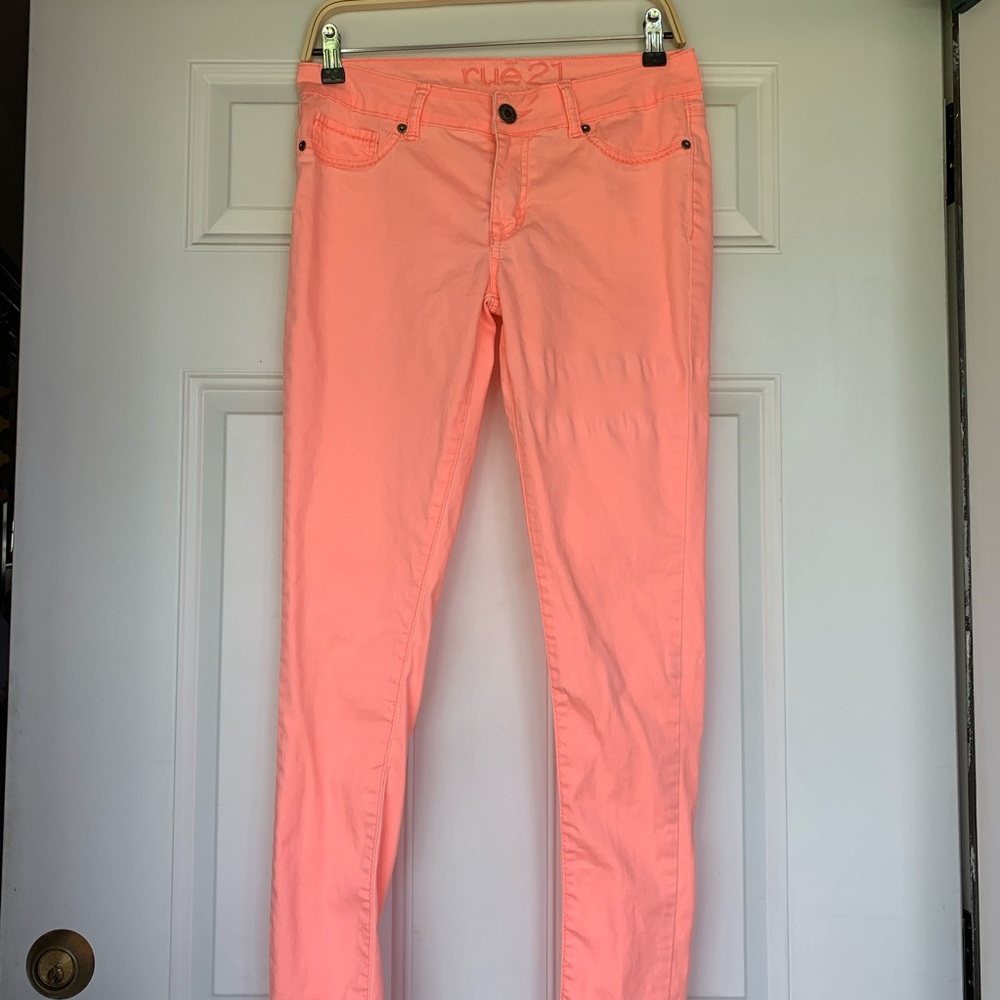 🛍 Rue 21 Neon Orange Jeans - size 7/8